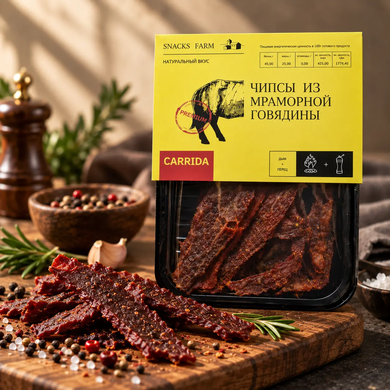 CARRIDA — Чипсы из мраморной говядины