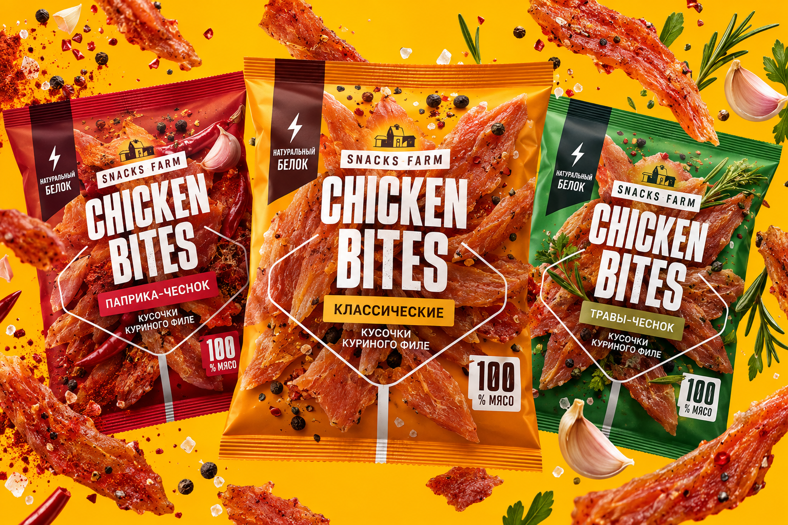 Продуктовая линейка Chicken Bites SNACKS FARM